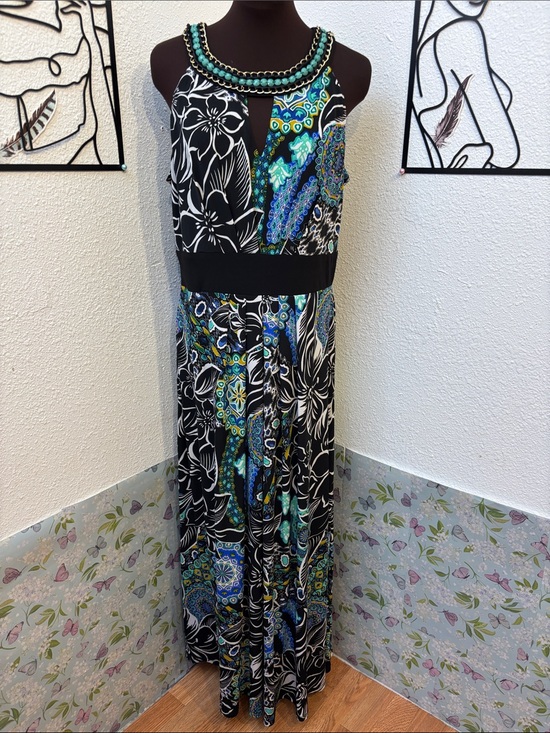 RN Studio By Ronnie Nicole Dresses & Skirts - RN Studio By Ronnie Nicole embellished beaded black and teal floral maxi Size 14